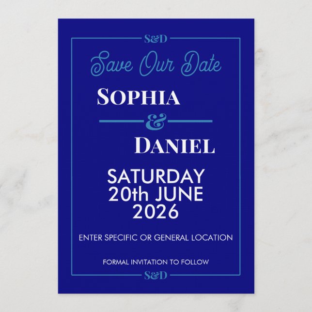 Convite Modern Editable Wedding Save The Date Card (Frente)