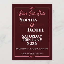 Convite Modern Editable Wedding Save The Date Card
