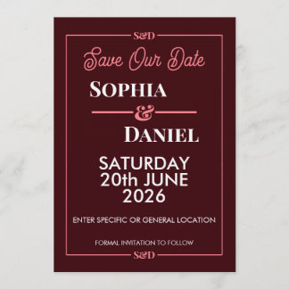Convite Modern Editable Wedding Save The Date Card