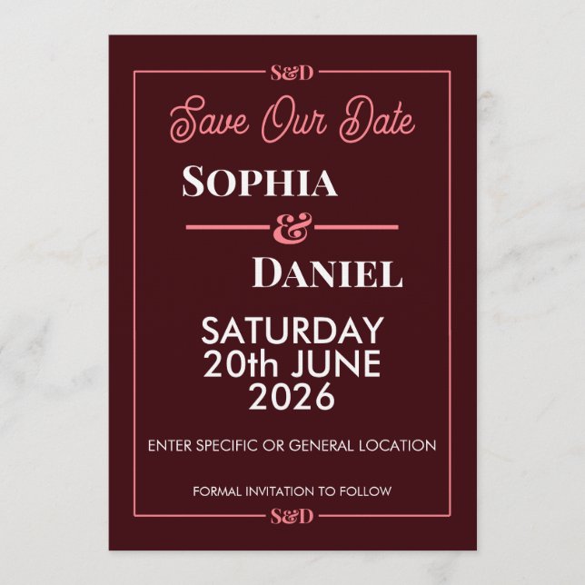 Convite Modern Editable Wedding Save The Date Card (Frente)