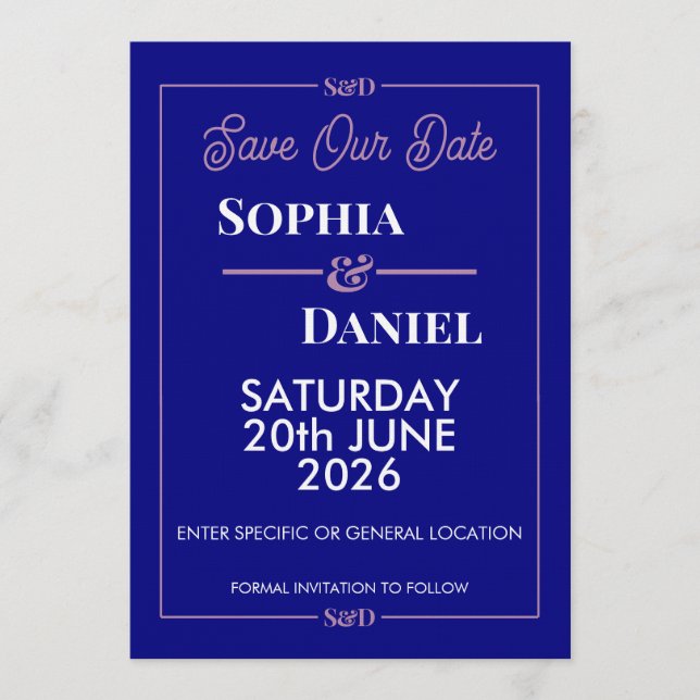 Convite Modern Editable Wedding Save The Date Card (Frente)