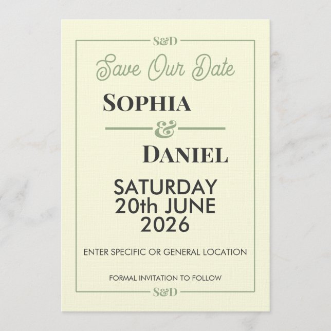Convite Modern Editable Wedding Save The Date Card (Frente)
