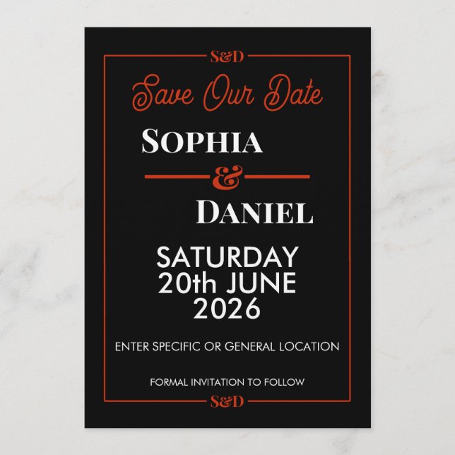 Convite Modern Editable Wedding Save The Date Card (Frente)