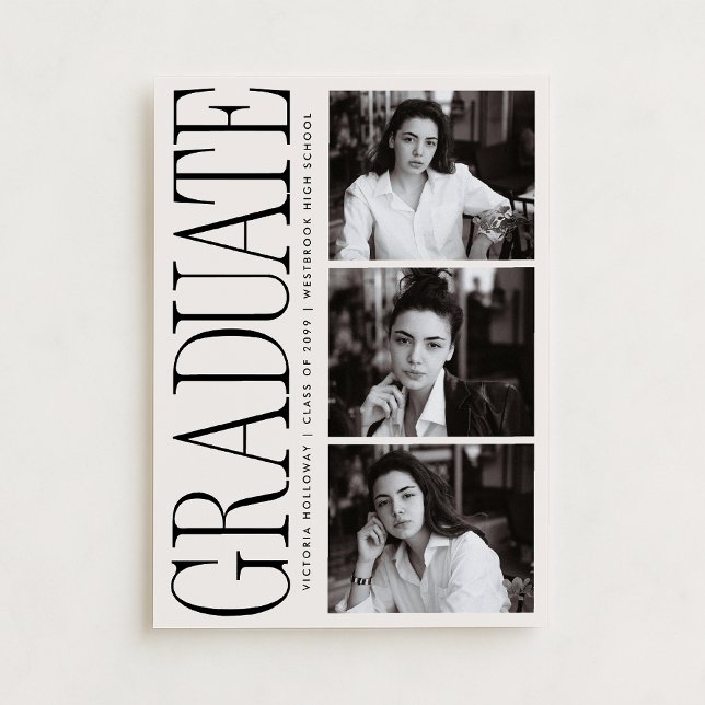 Convite Modern Editorial Typography Graduate Announcement (Criador carregado)