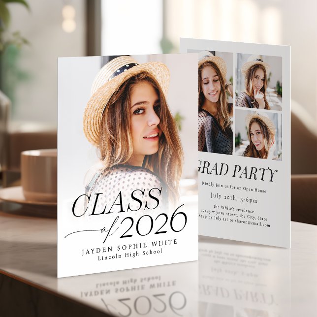 Convite Modern Elegance Class of 2026 Photo Graduation (Modern Elegance Class of 2026 Photo Graduation Invitation)