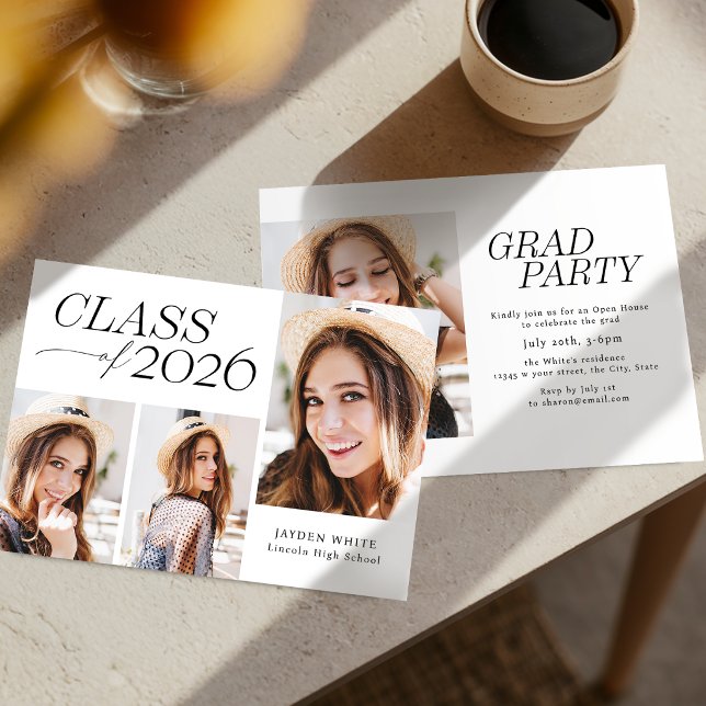 Convite Modern Elegance Class of 2026 Photo Graduation (Modern Elegance Class of 2026 Photo Graduation Invitation)