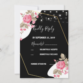 Convite Modern Elegance Pink Floral Light RSVP