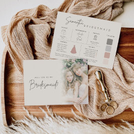 Convite Modern Elegant Bridesmaid Photo Information Card