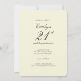 Convite Modern Elegant Cream 21st Birthday Party