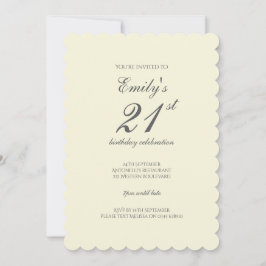 Convite Modern Elegant Cream 21st Birthday Party