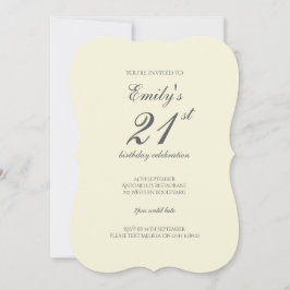 Convite Modern Elegant Cream 21st Birthday Party