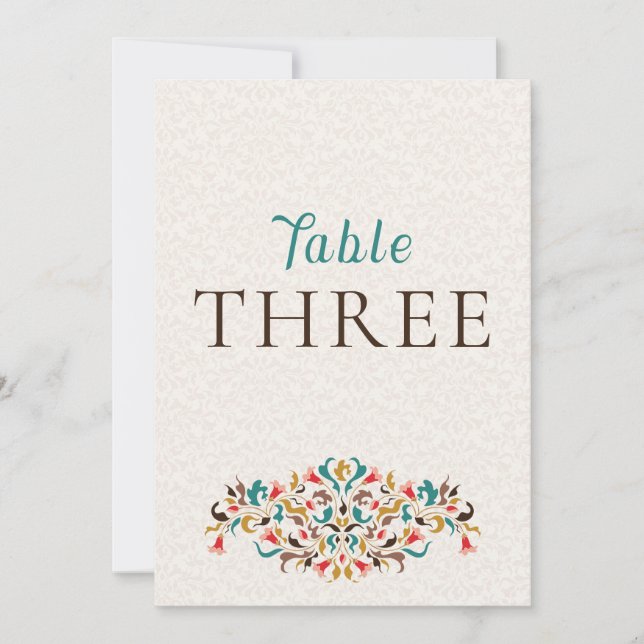 Convite Modern Elegant Floral Wreath Wedding Table Number (Frente)
