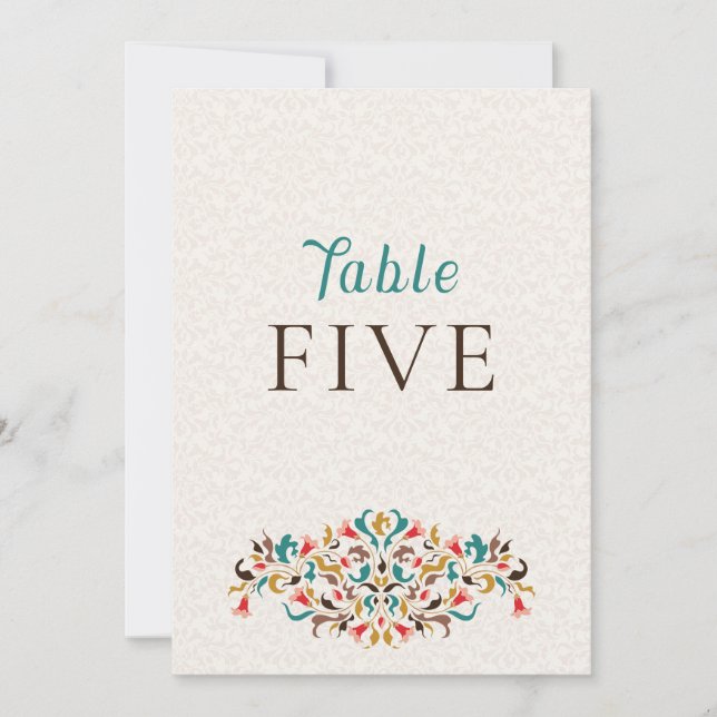 Convite Modern Elegant Floral Wreath Wedding Table Number (Frente)