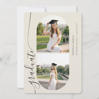 Convite Modern Elegant Grad Arch Photo Collage Graduation