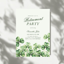 Convite Modern Elegant Green Shamrock Retirement Party