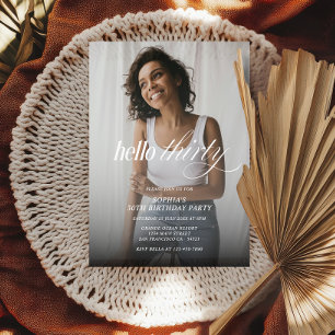 Convite Modern Elegant Hello Trinta Fotografias Script de 