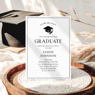 Convite Modern Elegant Minimalist Graduation Party