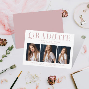 Convite Modern Elegant Minimalist Graduation Three Photo