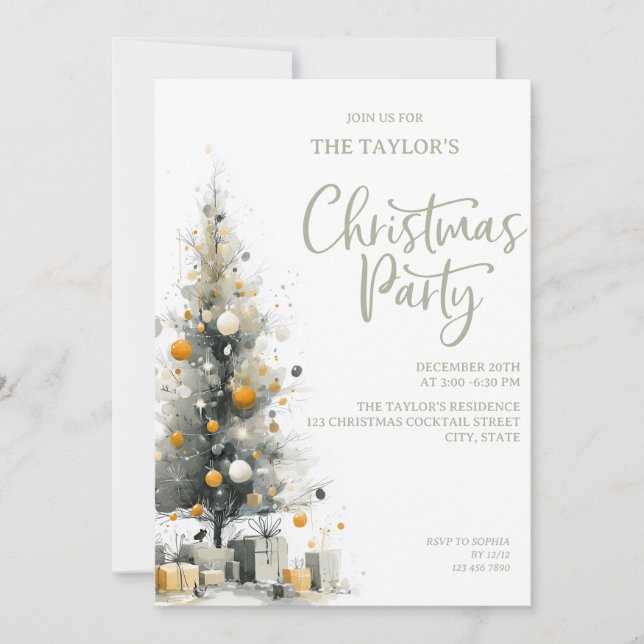 Convite Modern Elegant Pastel Christmas Tree Party (Frente)