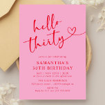 Convite Modern Elegant Pink Red Hello 30th Birthday Party<br><div class="desc">Celebrate your milestone with style using our Modern Elegant Pink and Red Hello 30th Birthday Party Invitation! Featuring a vibrant blend of pink and red hues, this chic and sophisticated design perfectly captures the excitement of turning 30. With sleek typography and modern accents, this invitation sets the tone for a...</div>