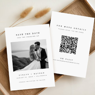 Convite Modern Elegant QR Code Wedding Photo Save The Date