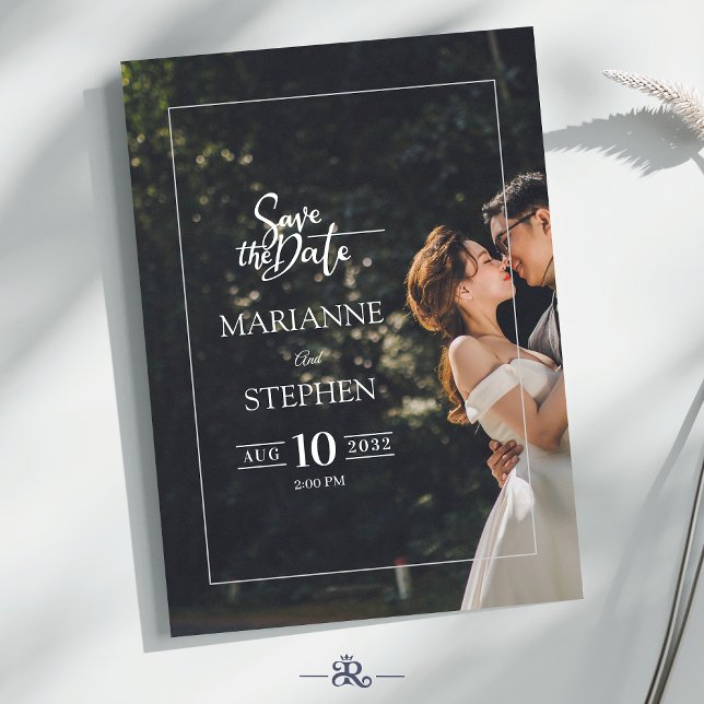 Convite Modern Elegant Script Custom Photo Wedding  (Criador carregado)