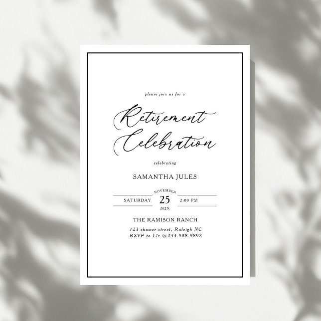 Convite Modern Elegant Script Retirement Celebration (Criador carregado)
