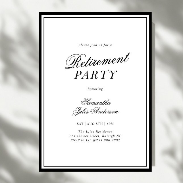 Convite Modern Elegant Script Retirement Party  (Criador carregado)