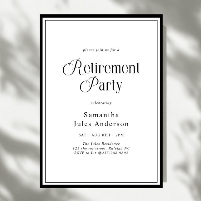 Convite Modern Elegant Script Retirement Party  (Criador carregado)