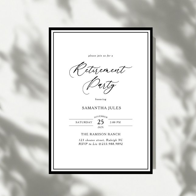 Convite Modern Elegant Script Retirement Party (Criador carregado)