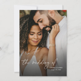 Convite Modern Elegant Simple Vertical Photo Wedding