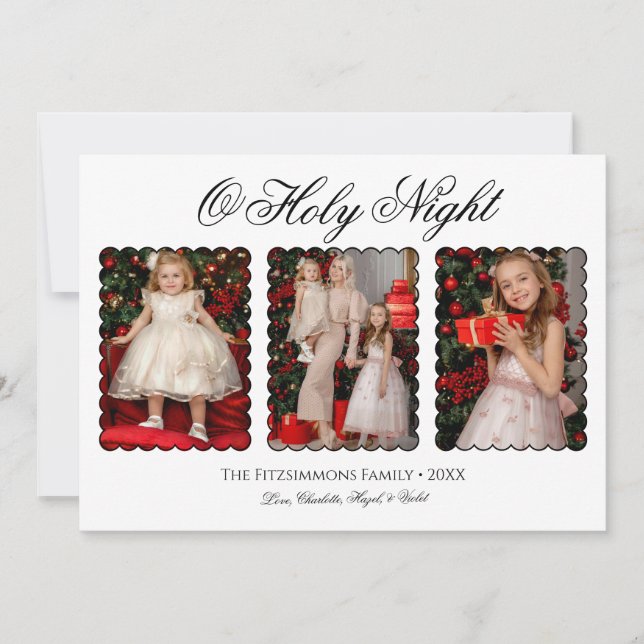 Convite Modern Elegant Three Photo Family Christmas Card (Frente)