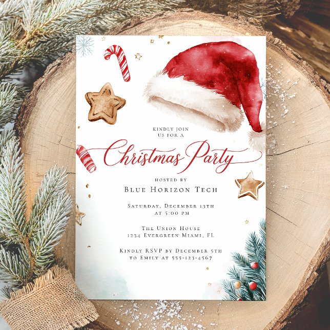 Convite Modern Elegant Watercolor Christmas Party (Criador carregado)