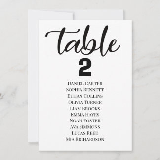 Convite Modern Elegant Wedding Table Numbers Seating Chart