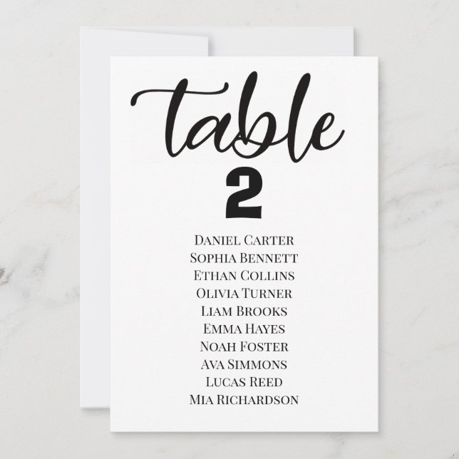 Convite Modern Elegant Wedding Table Numbers Seating Chart (Frente)