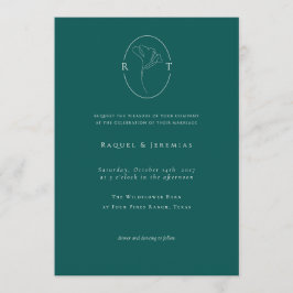 Convite Modern Emerald Botanical Monogram Wedding