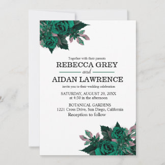Convite Modern Emerald Floral Garden Wedding Invitation