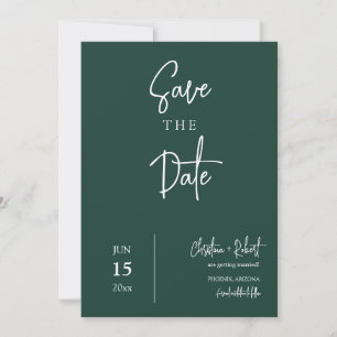 Convite Modern Emerald Green Salve a Data Boho Wedding