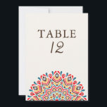 Convite Modern Ethnic Floral Mandala Wedding Table Number<br><div class="desc">Beautiful invitations and stationery for special occasions and festivals are available in both physical and digital formats. We can extend any design into matching items such as RSVP cards,  labels,  envelopes,  and more. Customization is available upon request. Looking forward to hearing from you!</div>