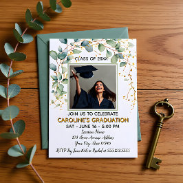 Convite Modern Eucalyptus Greenery Grad Party