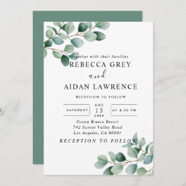 Convite Modern Eucalyptus Greenery Wedding