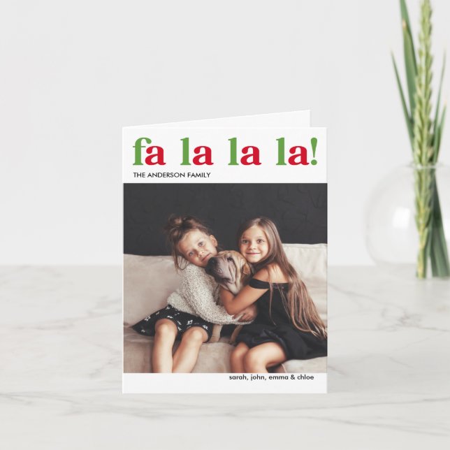 Convite Modern Fa La La Christmas Photo Card (Frente)