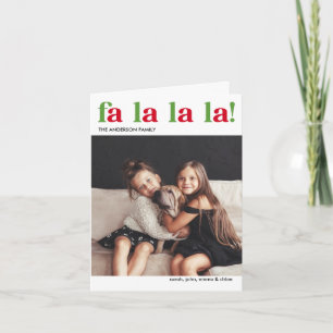 Convite Modern Fa La La Christmas Photo Card