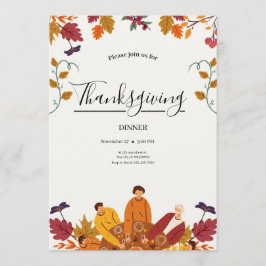 Convite Modern Fall Thanksgiving Dinner Invitation