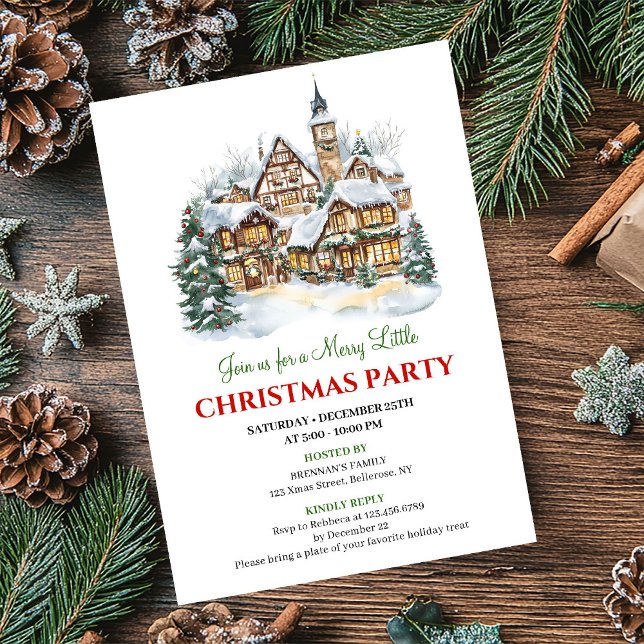 Convite Modern festive city Christmas party dinner invite (Modern festive city Christmas party dinner invite)