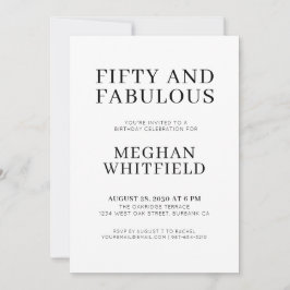 Convite Modern Fifty and Fabulous Bold 50th Birthday Party