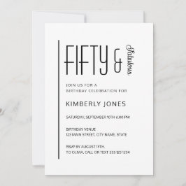 Convite Modern Fifty & Fabulous Bold 50th Birthday Party