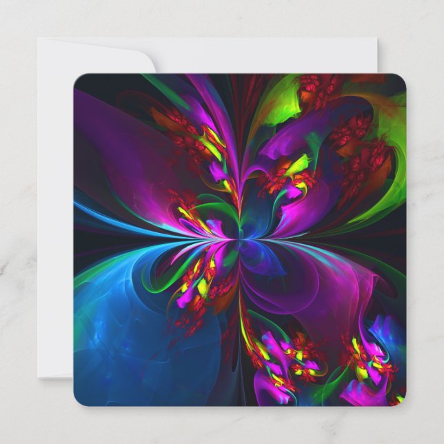 Convite Modern Floral Abstract Art Red Blue Pattern #15 (Frente)