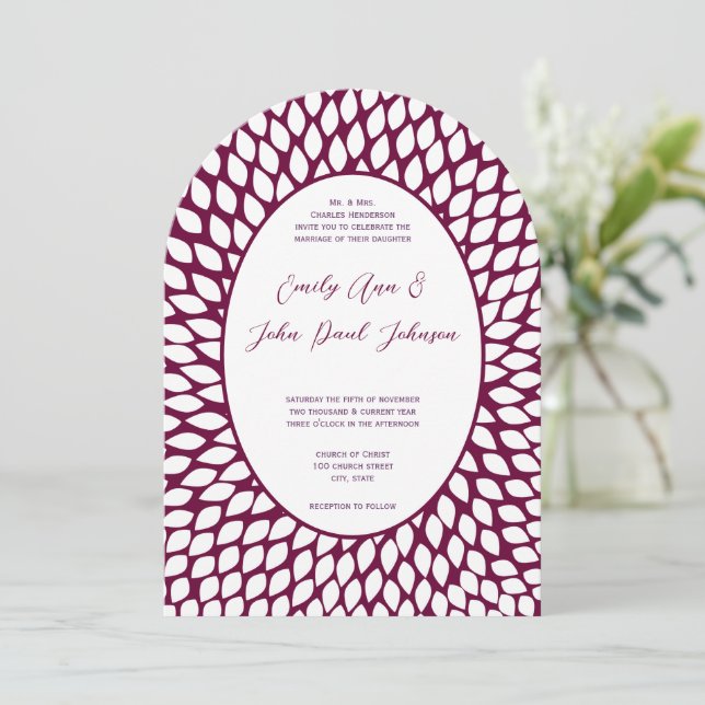 Convite Modern Floral Chrysanthemum Wedding Invitations (Em pé/Frente)