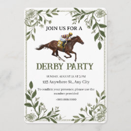 Convite Modern Floral Equestrian Derby Invitation